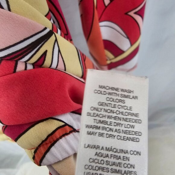 Vintage Chico's Retro Psychedelic Mod Blouse Pink Yellow 90s Festival 2 (L) - Picture 10 of 11